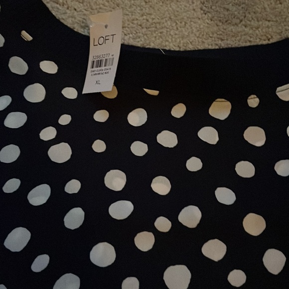 Loft navy blue and white polka dot blouse - Picture 2 of 4